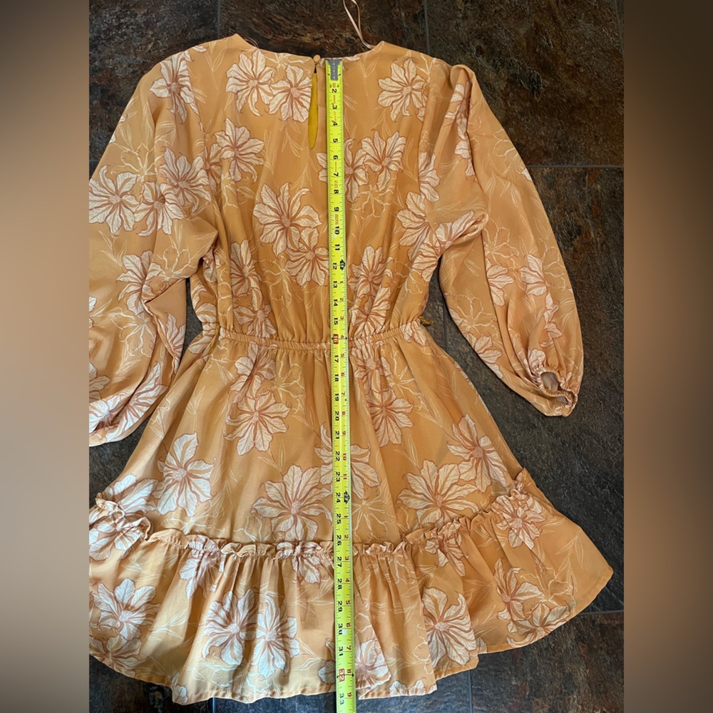 Flying Tomato Mustard Yellow Floral Long-Sleeve Tiered Dress - Picture 7 of 8